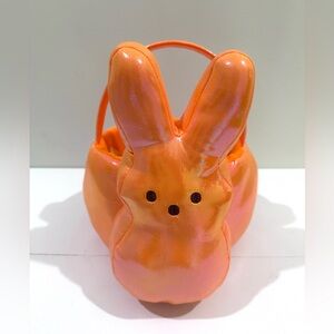 NWT Soft Peeps Shiny Iridescent Orange Bunny Plush Tote Easter Basket 12" Bucket